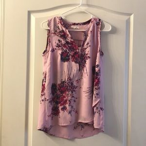 Purple floral blouse